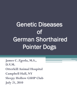 Genetic Diseases of German Shorthaired Pointer Dogs