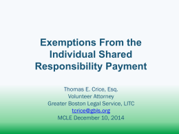 Exemptions from the Individual Shared Responsibility Payment