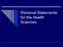 Personal Statements for the Health Sciences