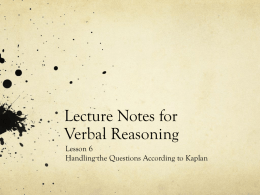 MCAT Lecture Notes Lesson #6