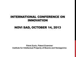 International Conference on Innovation Novi Sad, October 14, 2013