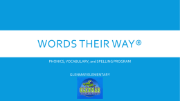 Words THEIR WAY® - Glenmar Elementary