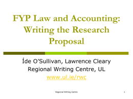 FYP Law and Accounting Writing the Research Proposal