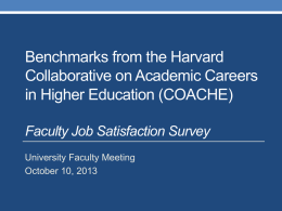 Highlights from the COACHE Faculty Job Satisfaction Survey 2012