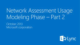 Module 05 - Lync Ignite - Network Assessment Usage Modeling Phase