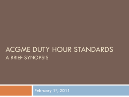 ACGME Duty Hour Standards