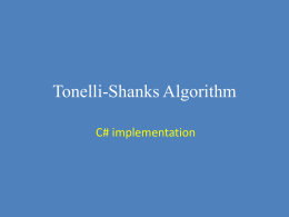 Tonelli Shanks Algorithm
