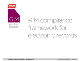 Why a RIM Compliance Framework?