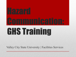 GHS/Hazard Communication - Valley City State University