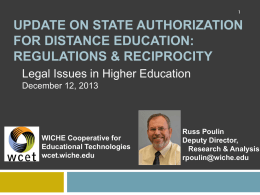 Update on State Authorization for Distance Education