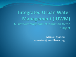 Integrated Urban Water Management (IUWM) A First - e