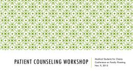 Patient Counseling Workshop - Medical Students for Choice