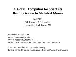 Accessing MATLAB at GMU (supplement by Marr)