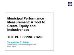 Municipal Performance Measurement: A Tool to Create - UN