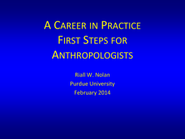 A Career in Practice: First Steps for Anthropologists