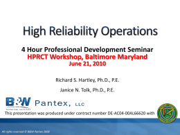 Title of Presentation - Operating Experience