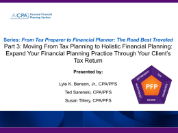 Moving From Tax Planning to Holistic Financial Planning