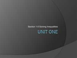 Unit One 1-5 inequalities