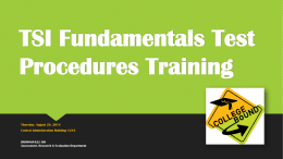 TSI Fundamentals Test Procedures Training