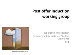Post Offer Induction Working Group, Dr Ellie Herrington