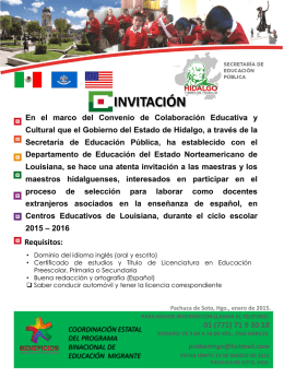 Invitación Convenio - Secretaría de Educación Pública de Hidalgo