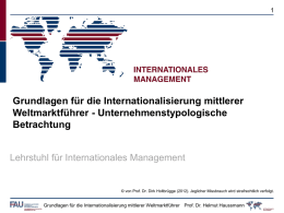 Grundlagen für die Internationalisierung mittlerer Weltmarktführer