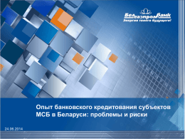 Опыт банковского кредитования субъектов МСБ в Беларуси