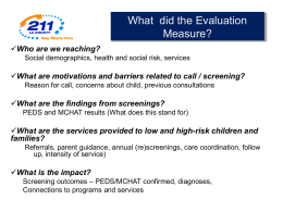 Evaluation Overview Developmental Screening