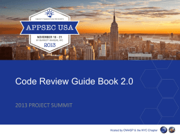 Project Talk: OWASP Code Review Guide