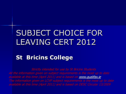 Bricins LC Subject Choice 2013 - Cavan and Monaghan Education