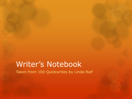 Writer*s Notebook