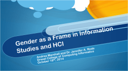 Gender as a Frame in Information Studies and HCI