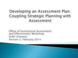 "Developing an Assessment Plan: Coupling
