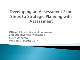 Developing an Assessment Plan, Steps to