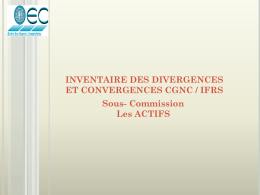 Sous- Commission Les ACTIFS INVENTAIRE DES DIVERGENCES