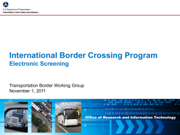 International Border Crossing - Electronic Screening System