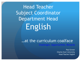 Being a Head Teacher/Co-ordinator - English Teachers Association