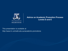 Advice on Academic Promotion Process Levels D and E