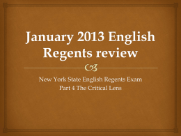 January 2013 English Regents review