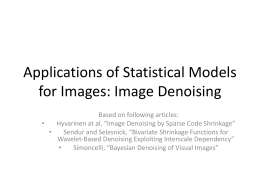 Applications of Statistical Models for Images: Image