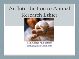 An Introduction to Animal Research Ethics