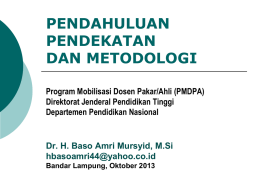 Pendahuluan Pendekatan Dan Metodologi Oleh Baso Amri