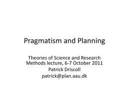 Pragmatism and Planning lecture slides