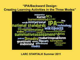 LARC summer 2011 IPA and Backward Design