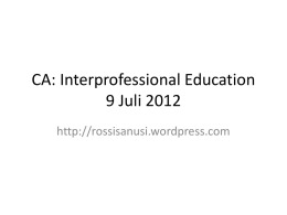 CA: Interprofessional Education - Rossi Sanusi