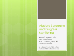 Algebra Screening and Progress Monitoring