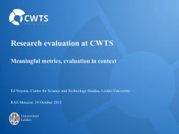 Research evaluation at CWTS