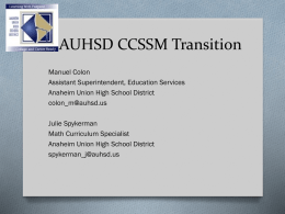 AUHSD CCSSM Transition - CMC-S