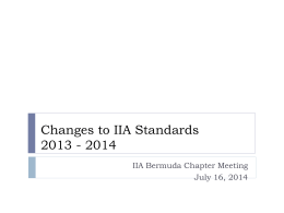 Recent Changes to IIA Standards