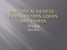 Rhetorical Devices*Ethos, Pathos, Logos, and Kairos